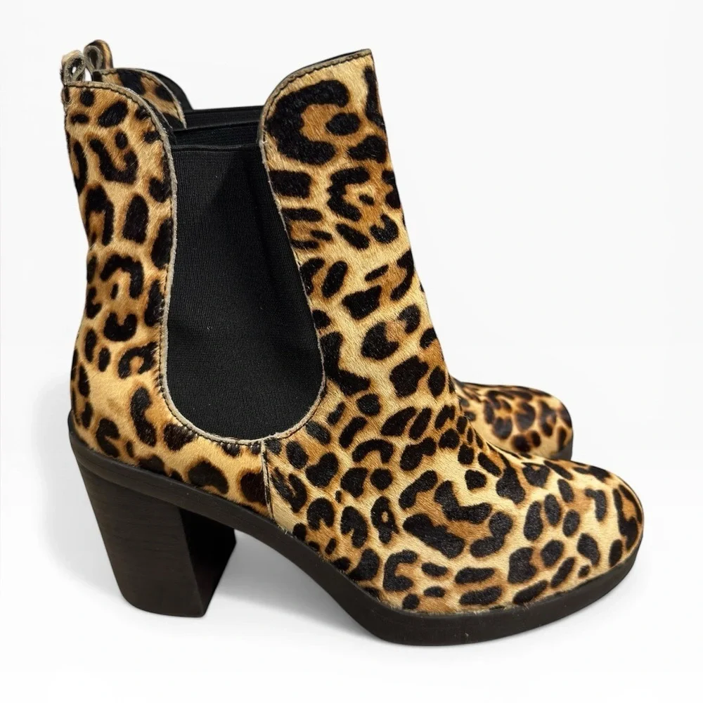 Crown Vintage After Hours Leopard Print Chelsea Ankle Boots Size US 9